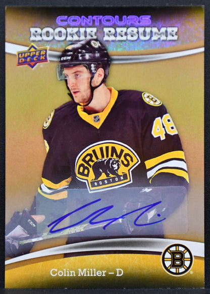 2015-16 UD Contours RC Resume Gold Rainbow Colin Miller RR-8 Bruins RC Auto 8065