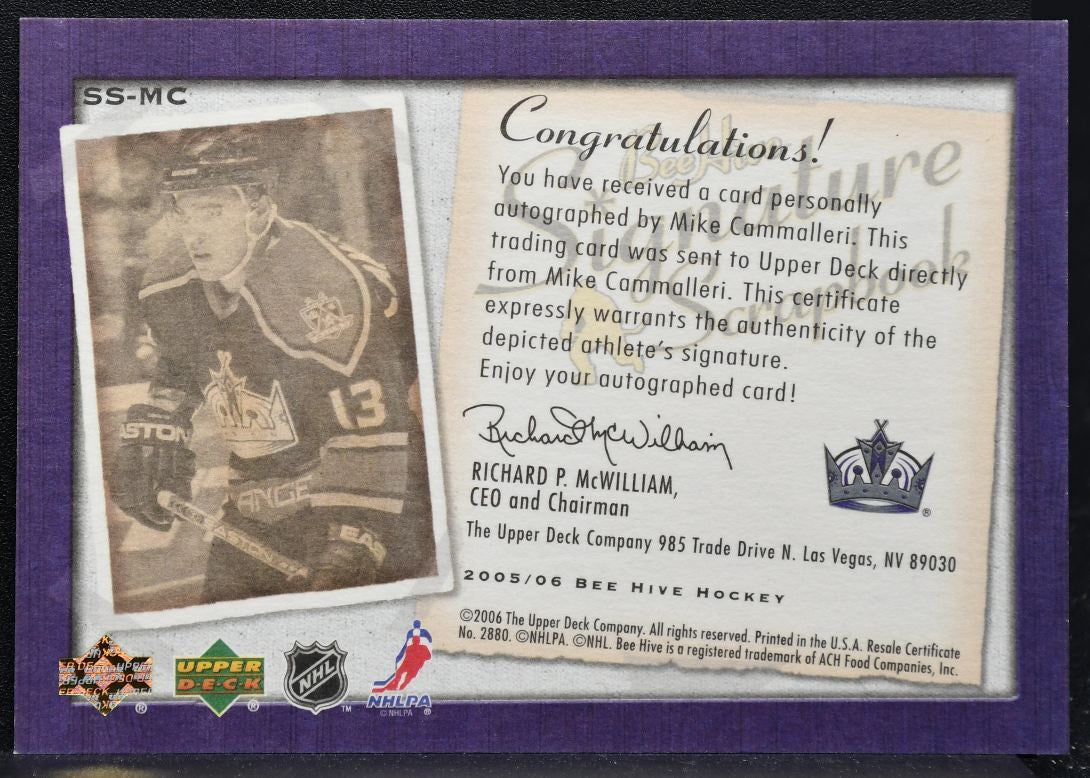 2005-06 UD Beehive Signature Scrapbook Mike Cammalleri SS-MC Kings Auto 3192