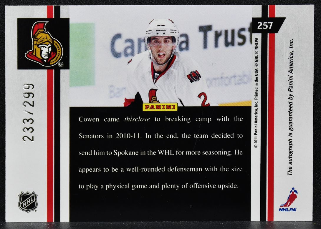 2010-11 Panini Pinnacle Ice Breakers Jared Cowen 257 RC Auto 233/299 2682