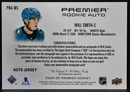 2024-25 Upper Deck Premier Rookie Auto Will Smith PRA-WS RC Auto Jersey 2606