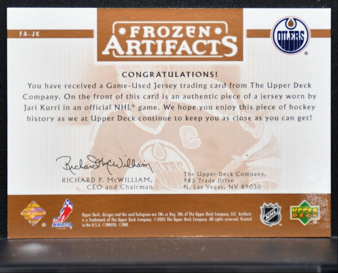 2005-06 UD Artifacts Frozen Copper Jari Kurri FA-JK Oilers 083/125 Jersey 2189