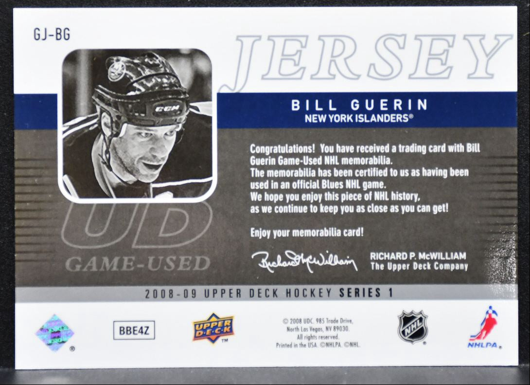 2008-09 Upper Deck Series 1 UD Game Jerseys Bill Guerin Islanders Jersey 2370