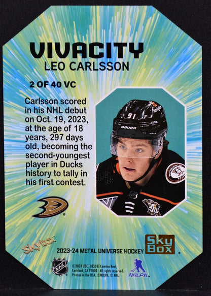 2023-24 Skybox Metal Universe Vivacity Leo Carlsson 2 Anaheim Ducks 3902