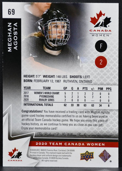 2020-21 Upper Deck Team Canada Juniors Meghan Agosta 69 Canada Jersey 7936