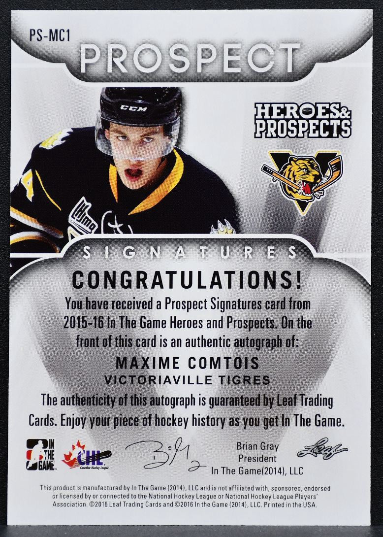 2015-16 Leaf ITG Heroes & Prospects Prospect Auto Bronze Comtois Auto 9176
