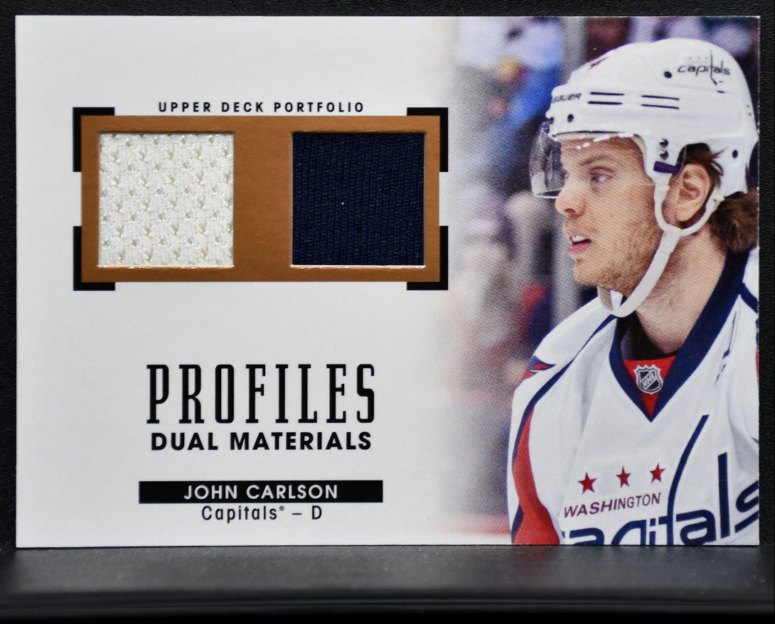 2015-16 UD Portfolio Profiles Dual Materials Jersey Carlson Jersey 8649