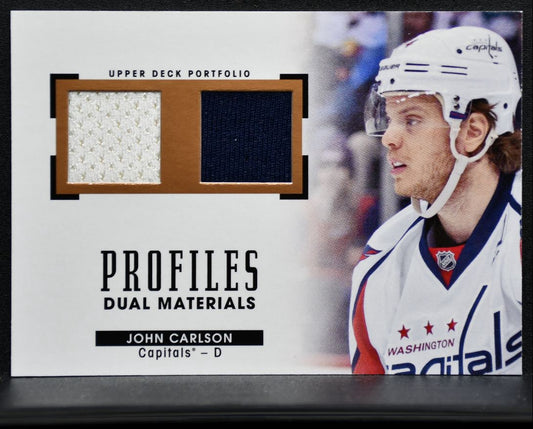 2015-16 UD Portfolio Profiles Dual Materials Jersey Carlson Jersey 8649