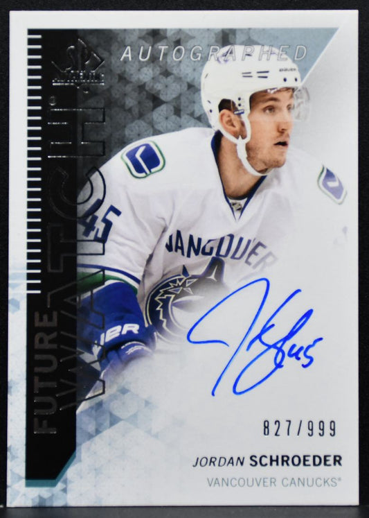 2013-14 SP Authentic Watch Auto Jordan Schroeder Canucks RC Auto 827/999 3050