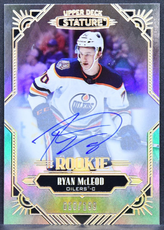 2020-21 UD Stature RC Autographs Ryan McLeod 181 Edmonton Oilers RC Auto 010/199 6317
