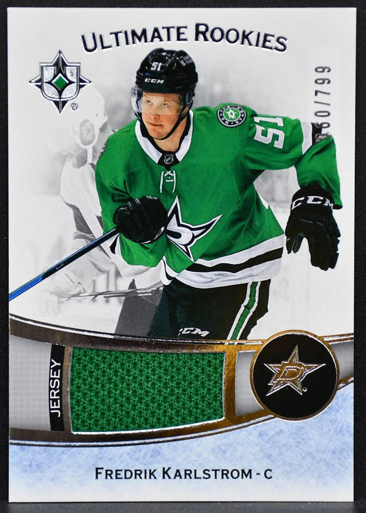 22-23 UD Ultimate Collection RC Jersey Fredrik Karlstrom 152 Stars /799 Jersey 6836
