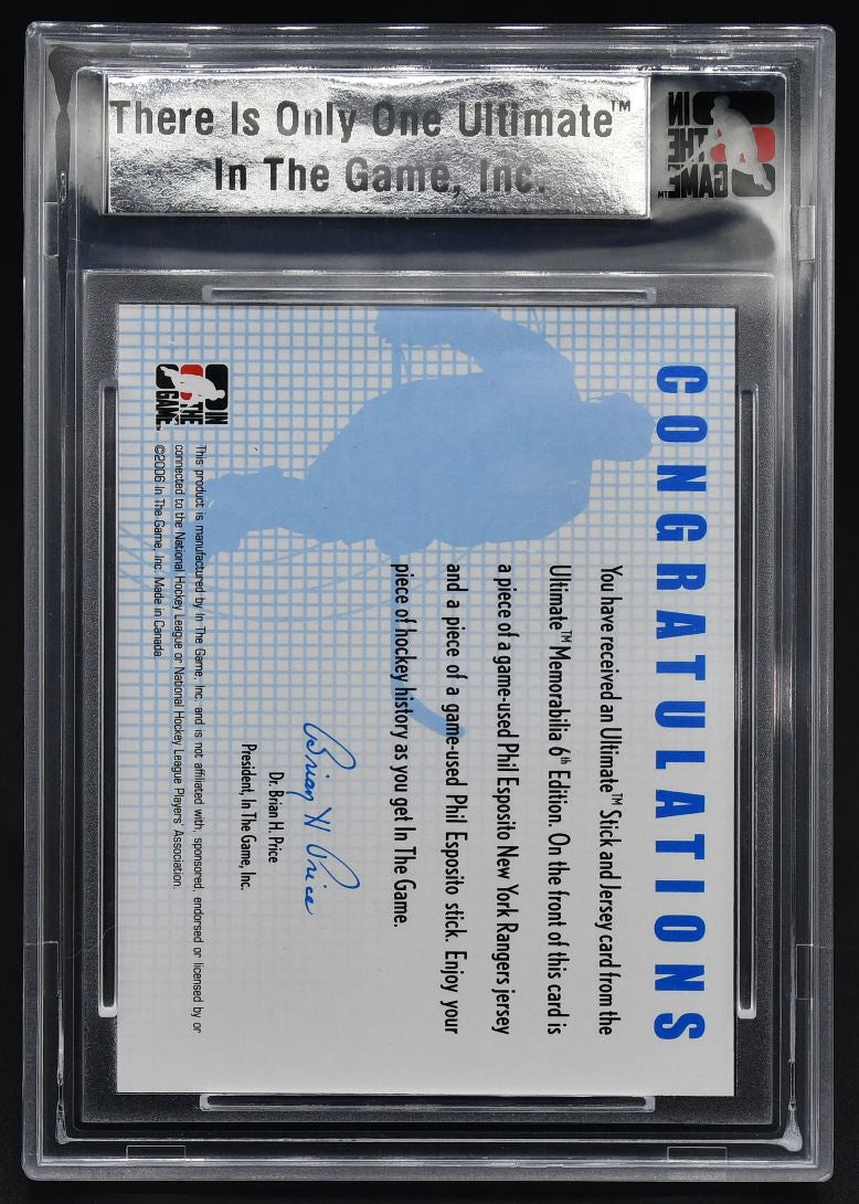 2005-06 ITG 6th Ultimate Stick and Jersey Phil Esposito 04/25 Stick/Jersey