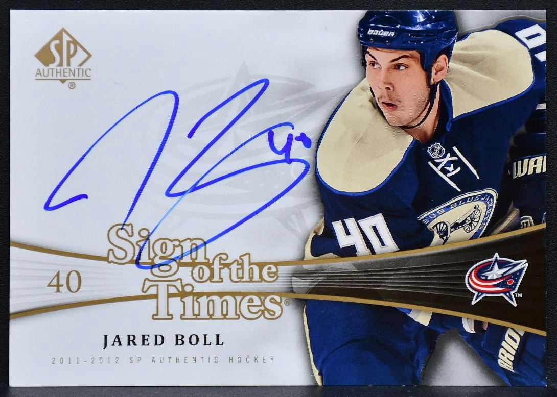 2011-12 SP Authentic Sign of the Times Jared Boll SOT-BL Blue Jackets Auto 9611