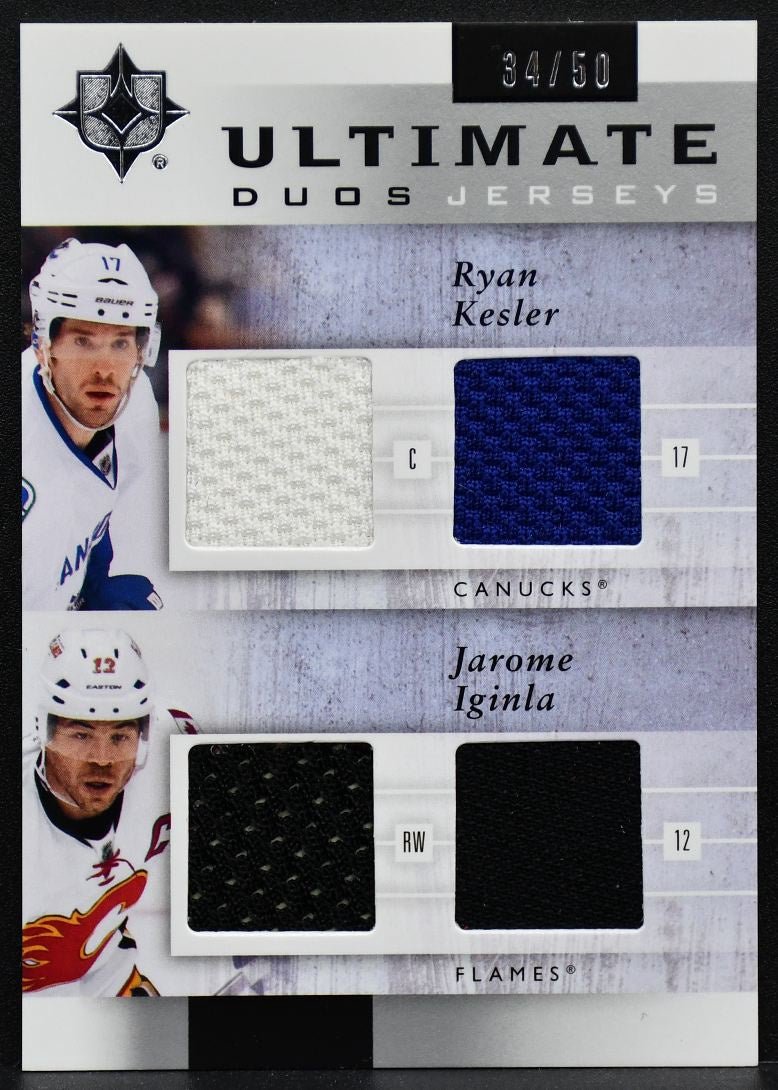2011-12 UD Ultimate Collection Duos Jerseys Iginla/Kesler Flames/Canucks /50 3910