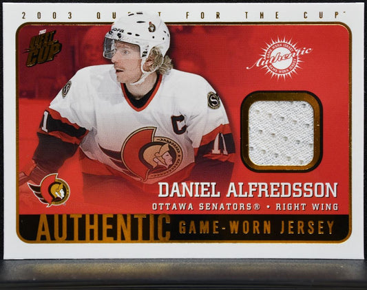 2002-03 Pacific Quest for the Cup Game-Worn Jersey Alfredsson Jersey 5471