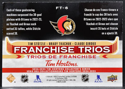 2024-25 UD Tim Hortons Franchise Trios Stutzle/Brady Tkachuk/Giroux 9416