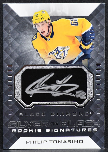 2021-22 UD Black Diamond Silver on Rookie Philip Tomasino SB-PT RC Auto 031/149