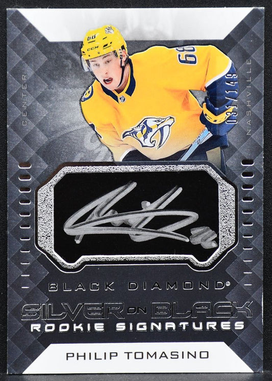 2021-22 UD Black Diamond Silver on Rookie Philip Tomasino SB-PT RC Auto 031/149