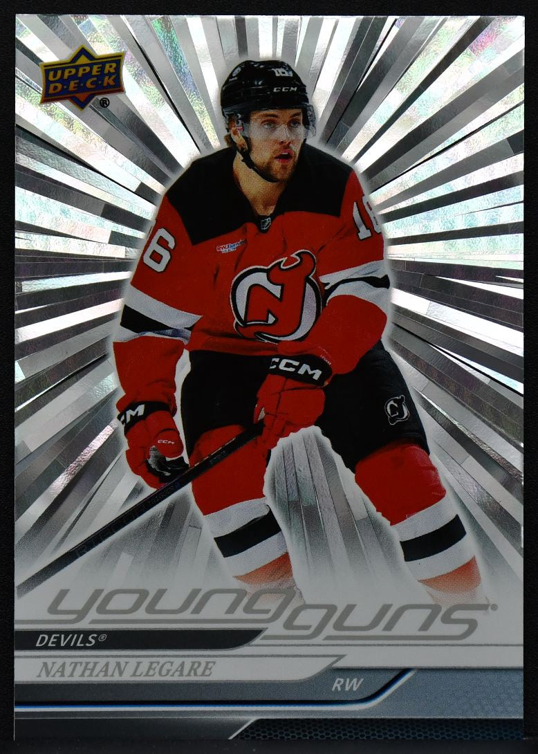 24-25 UD Extended Series Young Guns Outburst Nathan Legare 717 Devils RC 7818