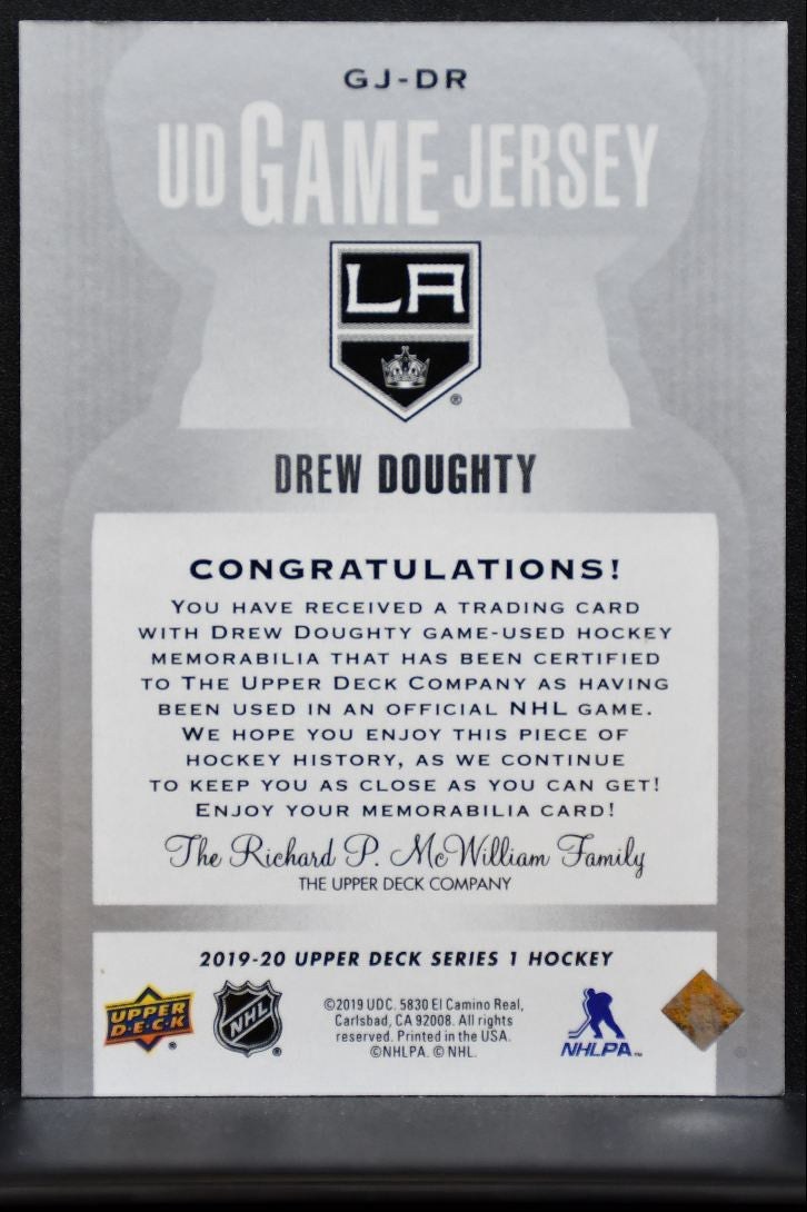 2019-20 Upper Deck Series 1 UD Game Jersey Drew Doughty GJ-DR Kings Jersey 6910