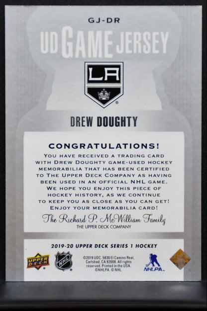 2019-20 Upper Deck Series 1 UD Game Jersey Drew Doughty GJ-DR Kings Jersey 6910