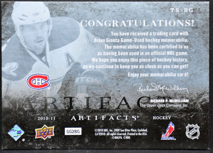 2010-11 UD Artifacts Treasured Swatches Brian Gionta Canadiens Jersey 0023