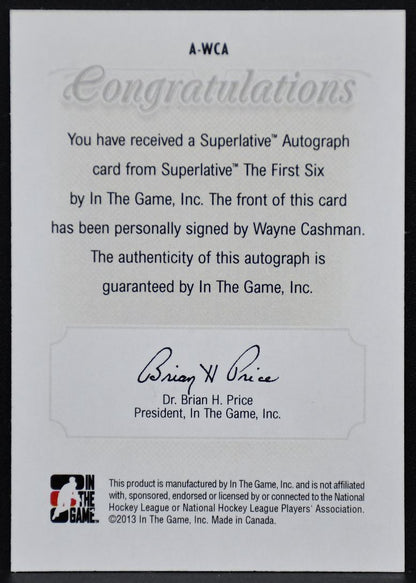2012-13 In the Game Superlative Wayne Cashman A-WCA Boston Bruins Auto 3368