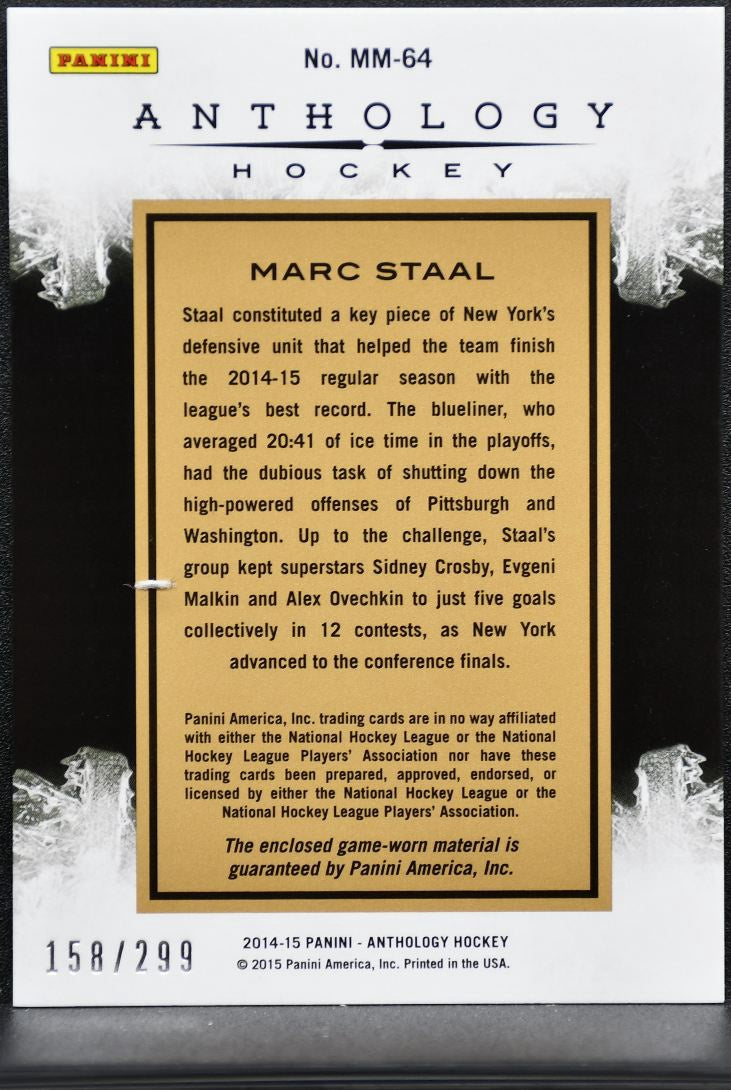 2014-15 Panini Anthology Massive Materials Marc Staal MM-64 /299 Patch 6874