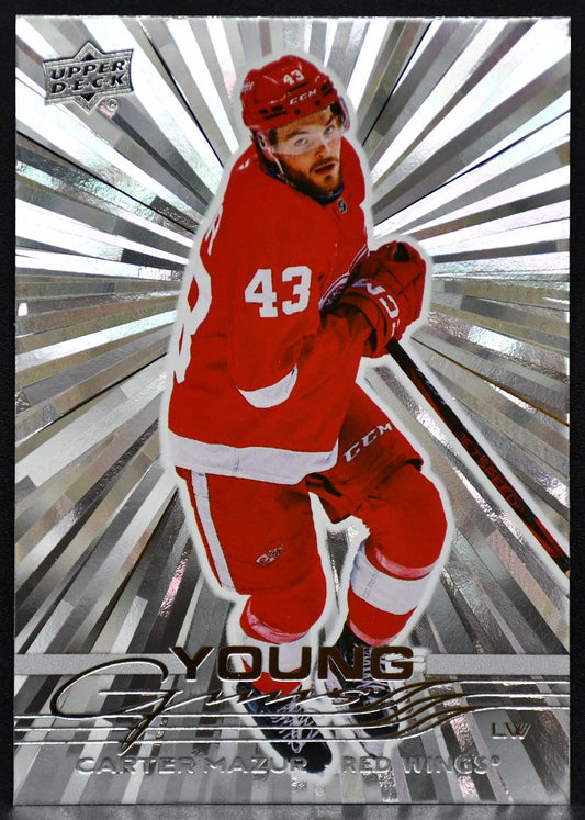 2025-26 UD Series 1 Young Guns Outburst Carter Mazur 204 Detroit Red Wings RC 1687