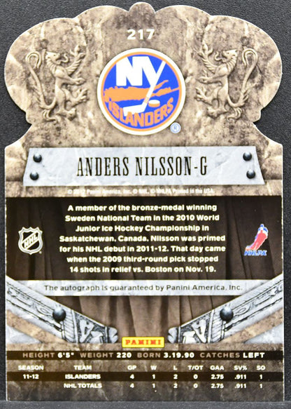 2011-12 Panini Anthology Crown Royale Nilsson 217 Islanders RC Auto 1260