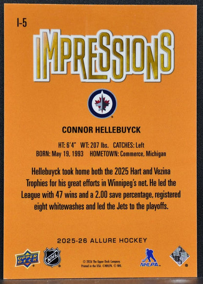 2025-26 Upper Deck Allure Impressions Connor Hellebuyck I-5 Winnipeg Jets 8762