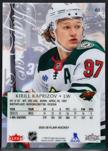 2025-26 Flair Kirill Kaprizov 61 Minnesota Wild 4865