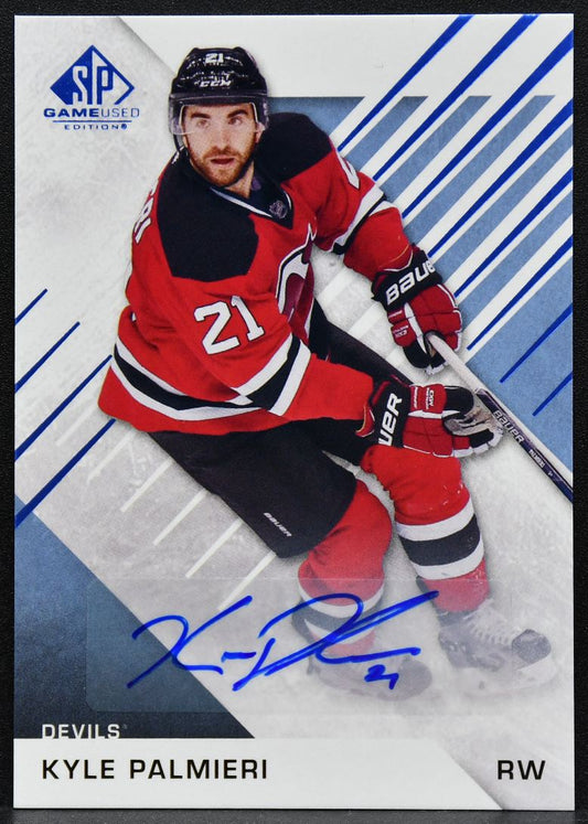 2016-17 SP Game Used Base Blue Auto Kyle Palmieri 69 New Jersey Devils Auto 4792
