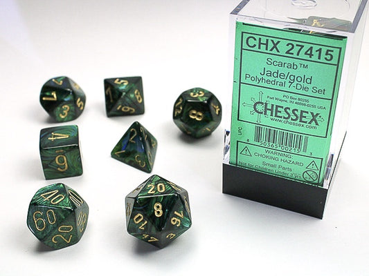 Scarab 7-Die Set Jade / Gold Chessex Dice (CHX27415)