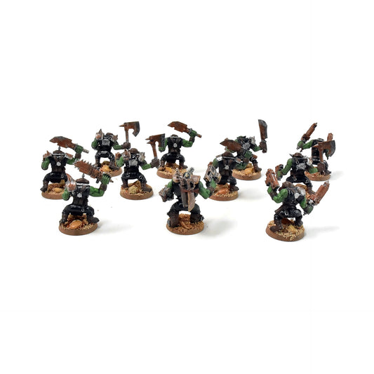 ORKS 10 Ork Boyz With Nob #10 WELL PAINTED 40K