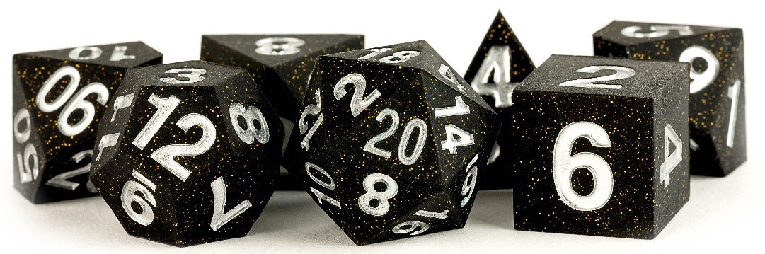 Silicone 7 Dice Set Rubber Gold Scatter 16mm