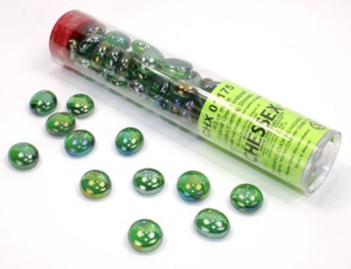 Glass Stones Crystal Green Iridized Qty 40 5.5 inches Tube Chessex (CHX01175)