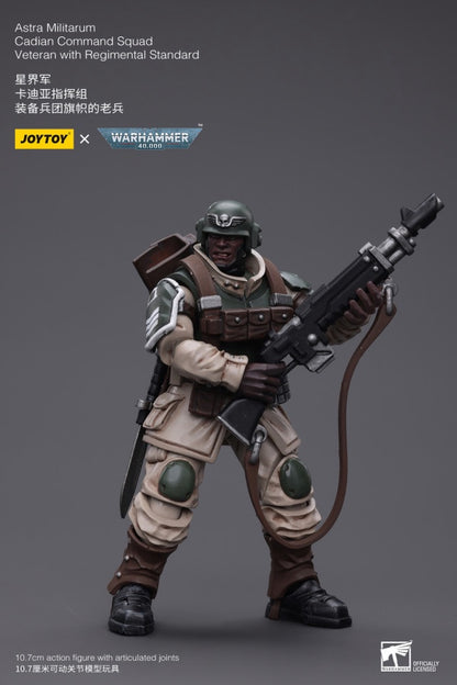 Cadian Command Squad Veteran with Regimental Standard Astra Militarum Joy Toy