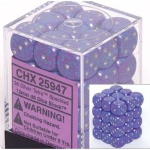 Speckled 36 * D6 Silver Tetra 12mm Chessex Dice (CHX25947)