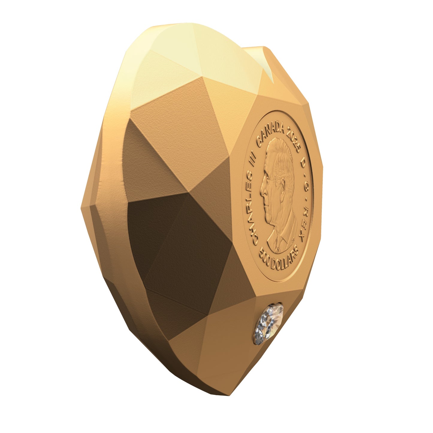 $500 Pure Gold Diamond-Shaped Coin – Heart Diamond (249003)