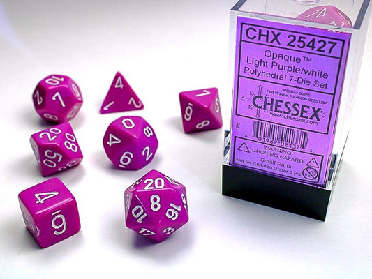Opaque 7-Die Set Light Purple / White Chessex Dice (CHX25427)