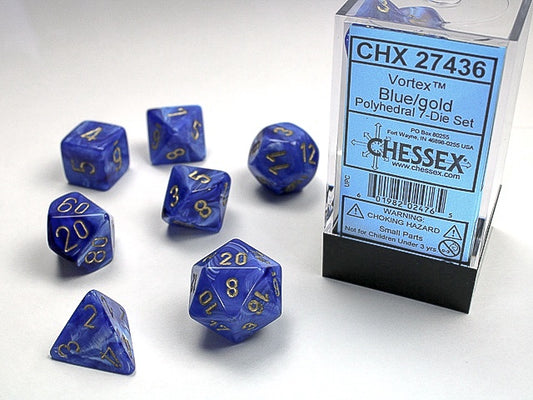 Vortex 7-Die Set Blue / Gold Chessex Dice (CHX27436)