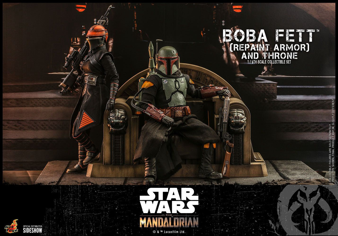 Coffret figurine Boba Fett (armure repeinte) et trône à l'échelle 1/6 par Hot Toys
