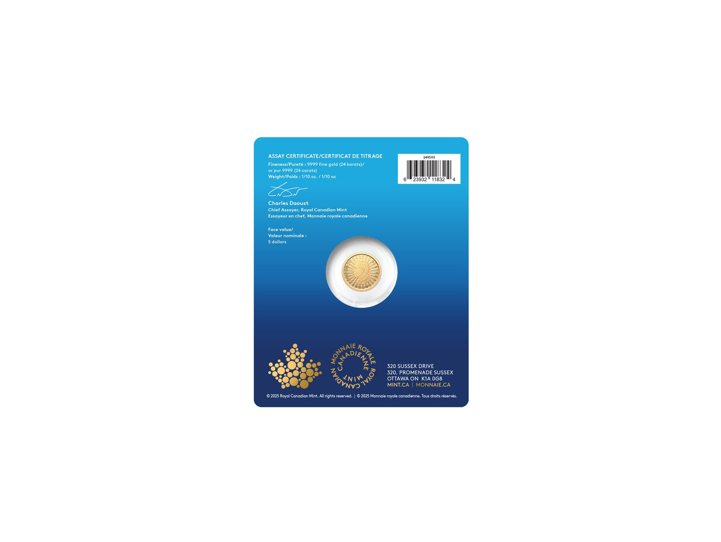 2025 The Majestic Polar Bear – 1/10 oz. 99.99% Pure Gold Coin (Premium Bullion)