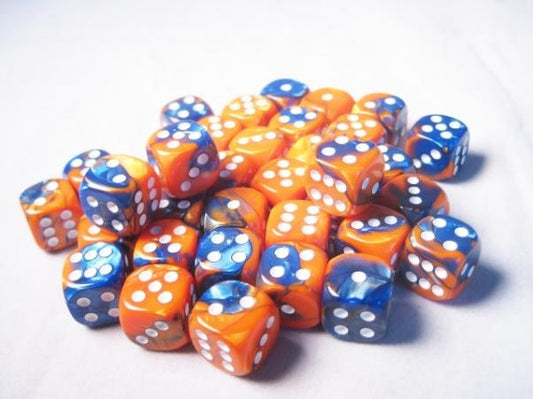 Gemini 36 * D6 Blue-Orange / White 12mm Chessex Dice (CHX26852)