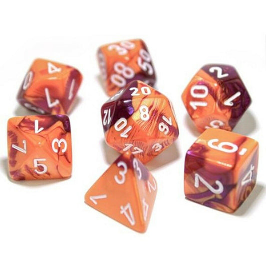 Chessex Gemini 7-Die Set Orange Purple / White