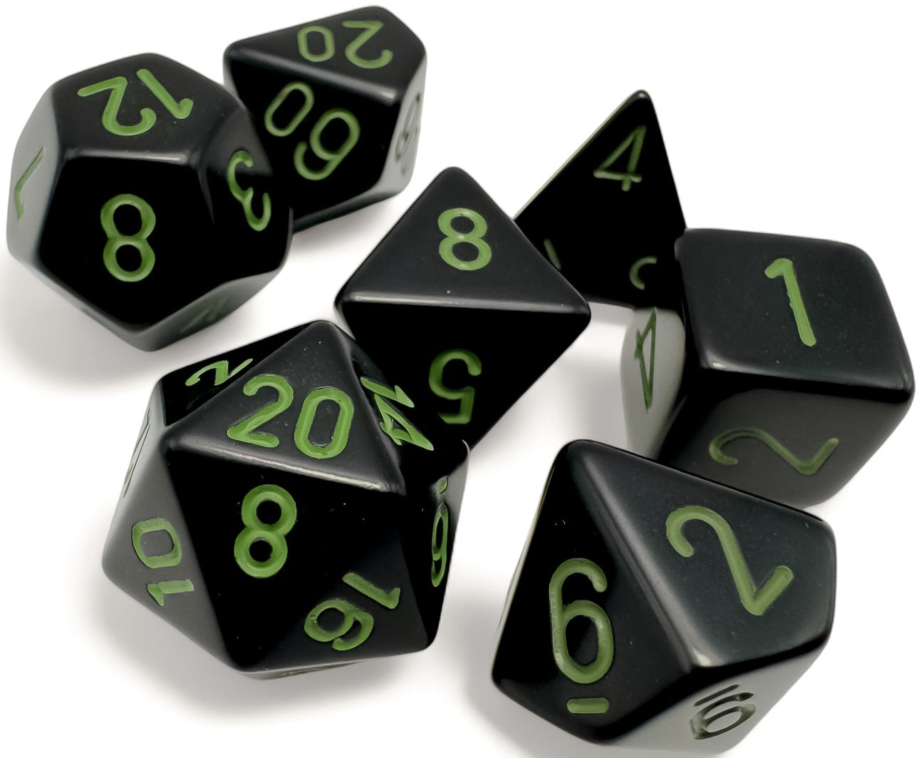 Opaque 7-Die Set Polyhedral Black/green (CHX25458)