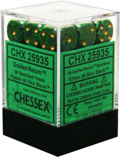 Speckled 36 * D6 Golden Recon 12mm Chessex Dice (CHX25935)