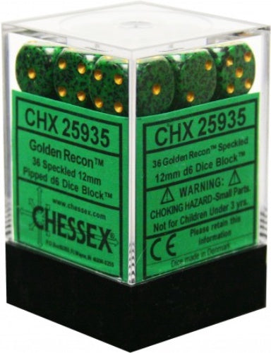 Speckled 36 * D6 Golden Recon 12mm Chessex Dice (CHX25935)