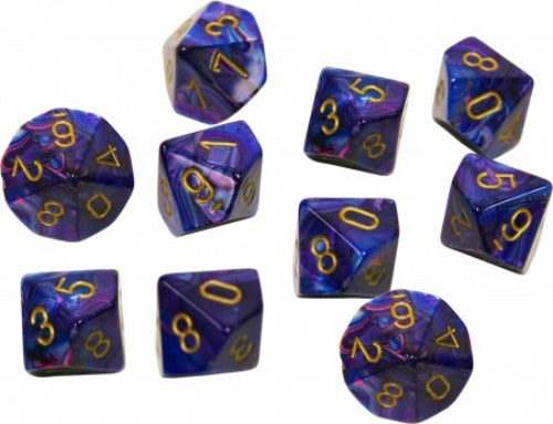 Lustrous 10 * D10 Purple / Gold Chessex Dice (CHX27297)