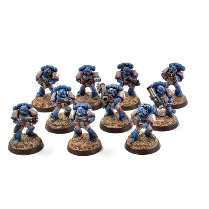 SPACE MARINES 10 Tactical Marines #1 WELL PAINTED Warhammer 40K